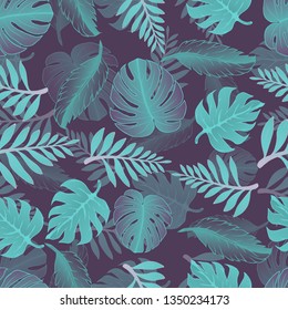 Pattern illustration of tropical leaves