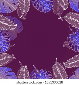 Pattern illustration of tropical leaves