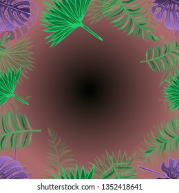 Pattern illustration of tropical leaves
