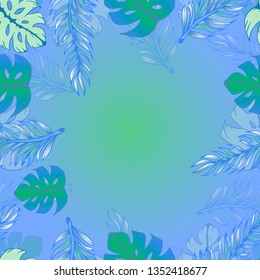 Pattern illustration of tropical leaves