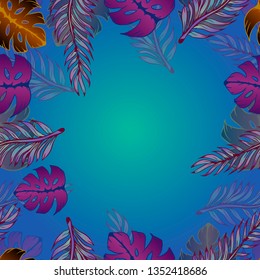 Pattern illustration of tropical leaves