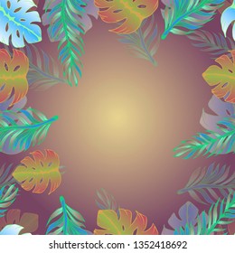 Pattern illustration of tropical leaves