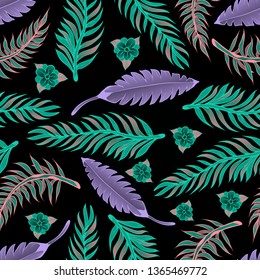 Pattern illustration of tropical leaves