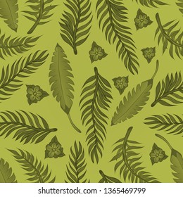 Pattern illustration of tropical leaves