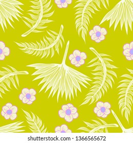 Pattern illustration of tropical leaves