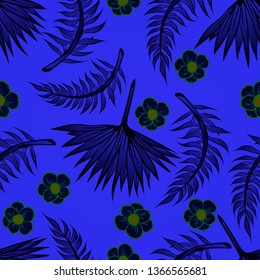 Pattern illustration of tropical leaves