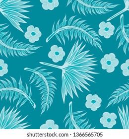 Pattern illustration of tropical leaves