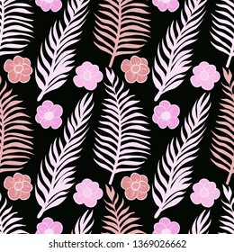 Pattern illustration of tropical leaves 