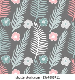 Pattern illustration of tropical leaves 