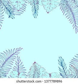 Pattern illustration of tropical leaves