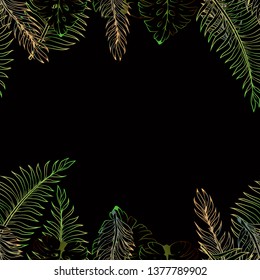 Pattern illustration of tropical leaves