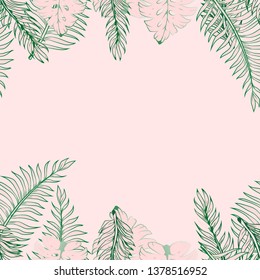 Pattern illustration of tropical leaves