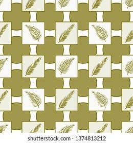 Pattern illustration with tropical leaves and elements of geometry