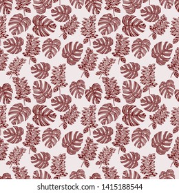 Pattern illustration of tropical leaves and monstera leaves