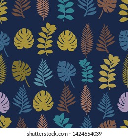 Pattern illustration of tropical leaves and monstera leaves