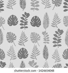 Pattern illustration of tropical leaves and monstera leaves