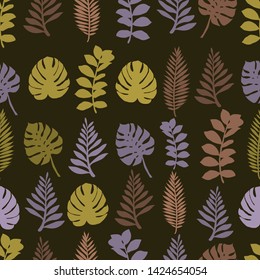 Pattern illustration of tropical leaves and monstera leaves