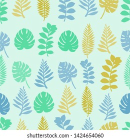 Pattern illustration of tropical leaves and monstera leaves