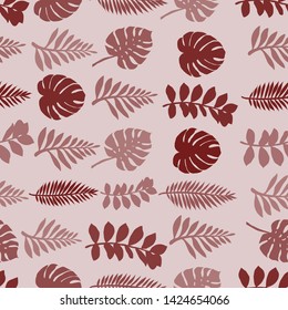 Pattern illustration of tropical leaves and monstera leaves