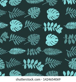 Pattern illustration of tropical leaves and monstera leaves