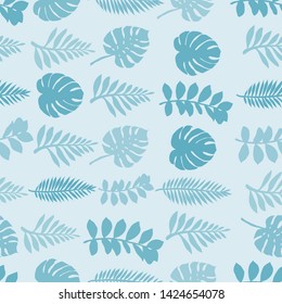 Pattern illustration of tropical leaves and monstera leaves