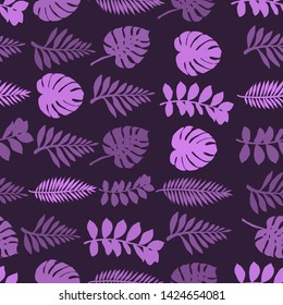 Pattern illustration of tropical leaves and monstera leaves
