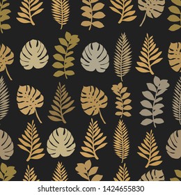 Pattern illustration of tropical leaves and monstera leaves
