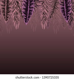 Pattern illustration of tropical leaves of palm trees and monstera with a paint effect 