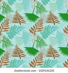 Pattern illustration of tropical leaves and palm leaves