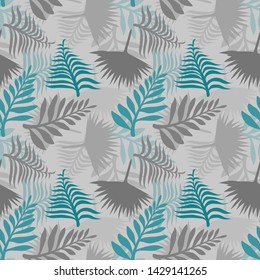 Pattern illustration of tropical leaves and palm leaves