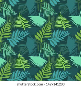 Pattern illustration of tropical leaves and palm leaves