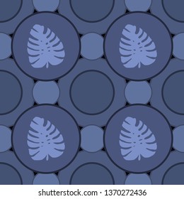 Pattern illustration of tropical leaves with round elements
