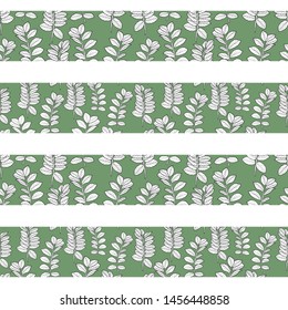 Pattern illustration of tropical leaves with white lines
