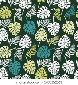Pattern illustration of tropical monstera leaves