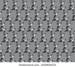 Muster-Illustration Vektor Shuriken Kunai Waffe Vintage Retro Zeichnung Hintergrund Textur