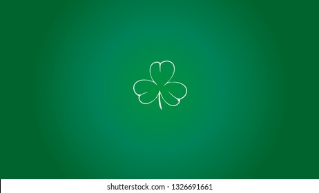 Pattern illustration of a white contour in the form of a clover on a green background