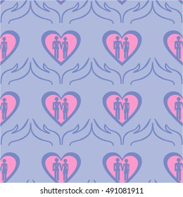 Pattern with the image of family, lovers, children, heart. Icon for the site, icon pastiche.