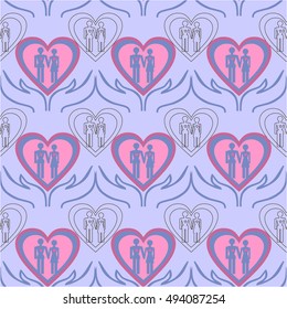 Pattern with the image of family, lovers, children, heart. Icon for the site, icon pastiche.