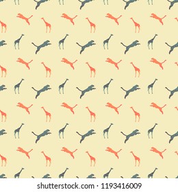 pattern with the image of a giraffe and a leopard. safari theme. 