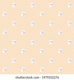 Pattern with the image of a notebook with the text school. Around letters and mathematical symbols. Vector illustration