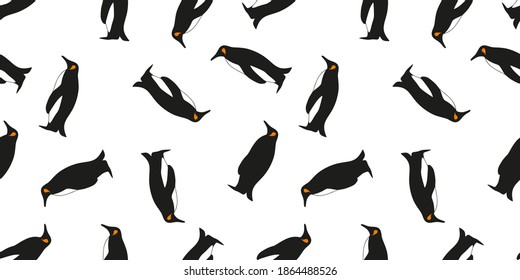 Pattern with the image of a penguin. Vector Illustration in Flat Style.