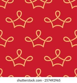 pattern with the image repeated crowns on red
