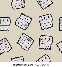 Pattern of an image of a roll of paper. Sympathetic emoticon Editable vector.