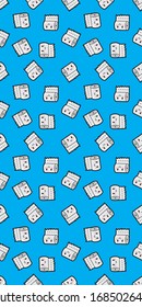 Pattern of an image of a roll of paper. Sympathetic emoticon. Editable vector.