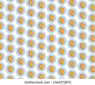 Pattern with the image of Russian cuisine - a pie pirozhok