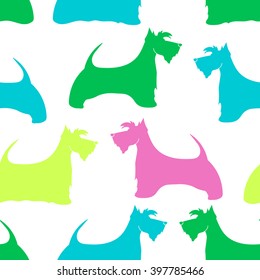 The pattern with the image of the Scottish Terrier