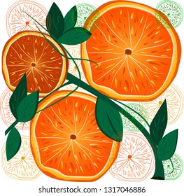 A pattern with an image of slices of orange. Natural colors