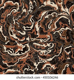 pattern with the image texture of smoke chocolate, brown, beige and cream shades. Vector