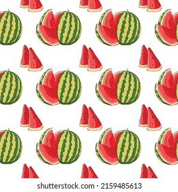 Patrón con la imagen de toda una sandía y piezas. Ilustración del vector