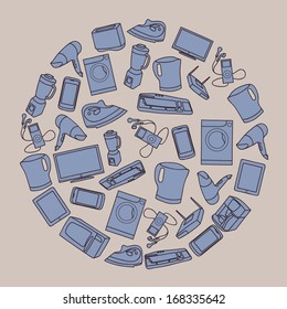 Pattern with images of home appliances 